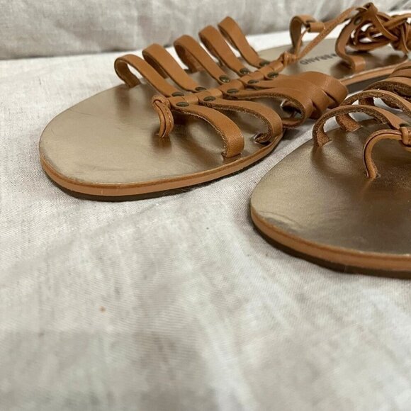 NWOT LUCKY BRAND BROWN LEATHER GLADIATOR GREEK LACE UP FLAT SANDALS - 10 (40) - Picture 6 of 11